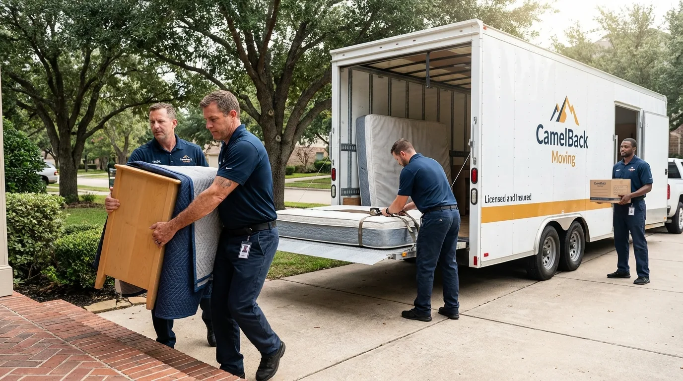 Crew loading residential truck for cross-state move from Lincolnton, NC