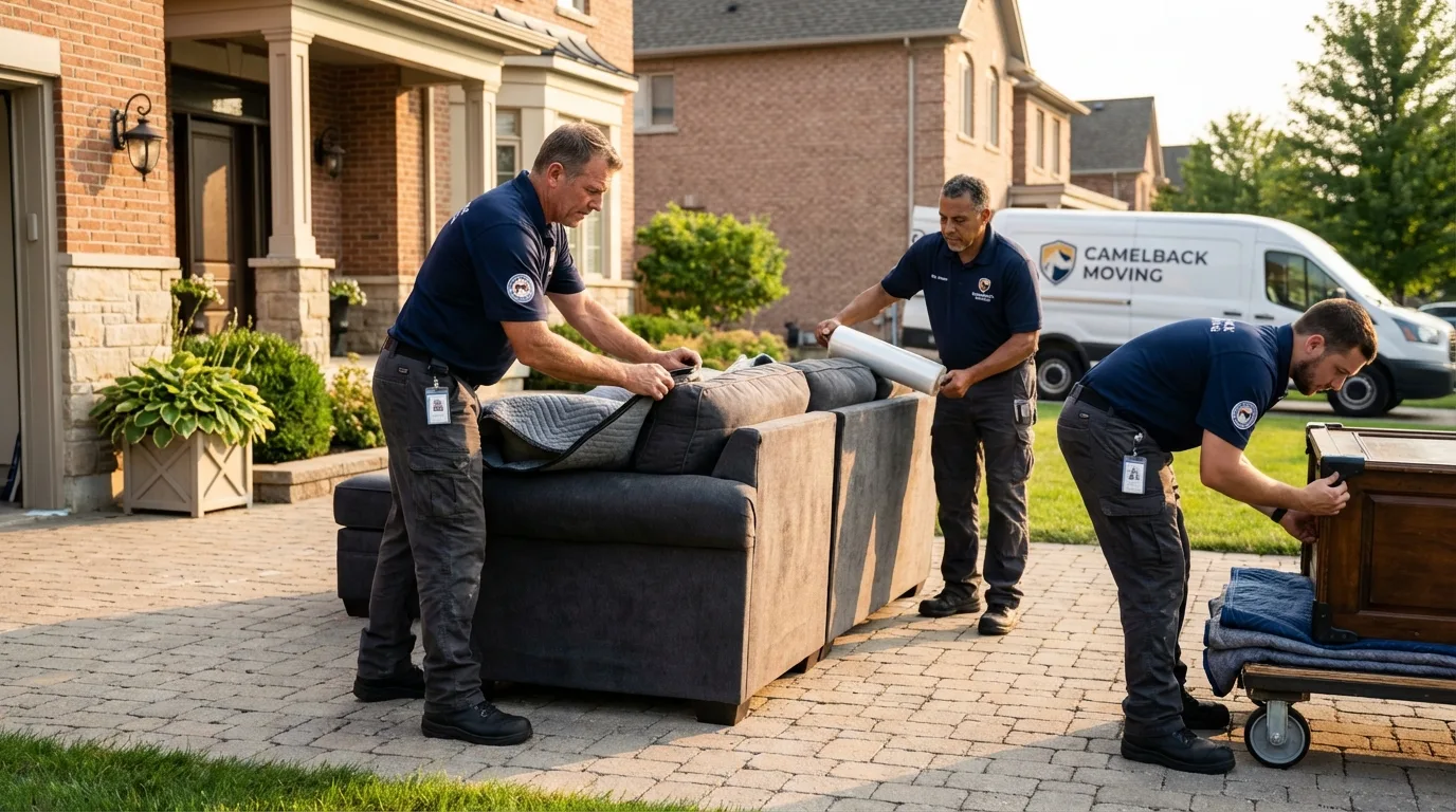 Large estate moving crew wrapping furniture in Lincolnton, NC