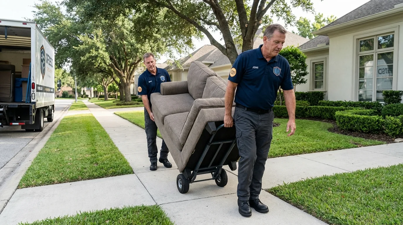 Local residential moving crew loading furniture in Lincolnton, NC