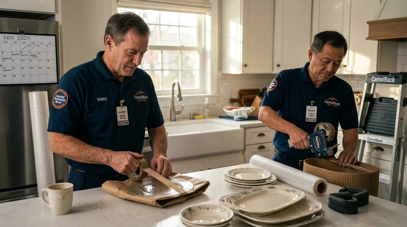 Professional crew packing kitchen dishware in Lincolnton, NC